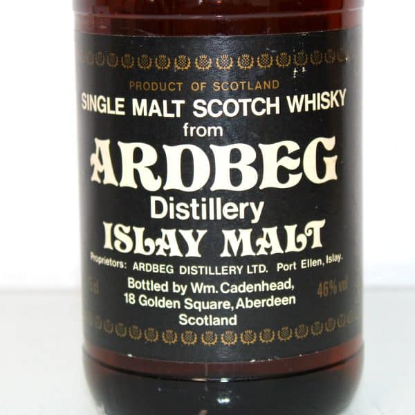 Ardbeg 15 Year Old Cadenhead Dumpy Bottle 75cl label