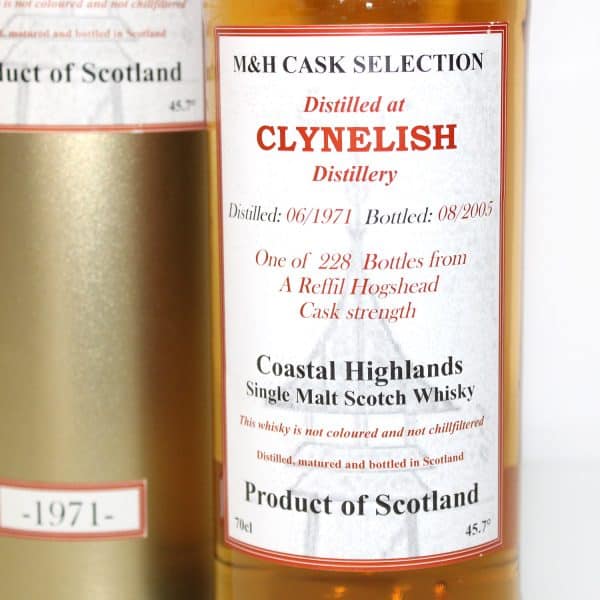 Clynelish 1971 M&H Cask Selection 34 Years Old label