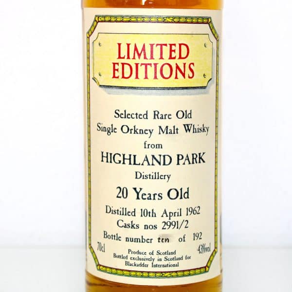 Highland Park 1962 20 Years Old Blackadder label