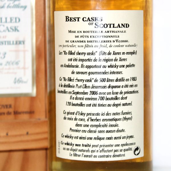 Port Ellen 1983 Re Filled Sherry Cask Jean Boyer back label