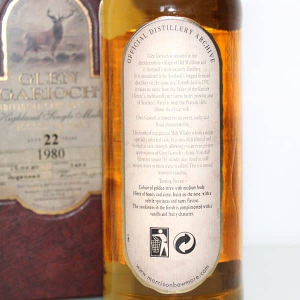 Glen Garioch 1980 22 Years back label