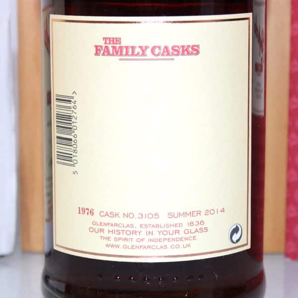 Glenfarclas 1976 Family Casks 3105 back label